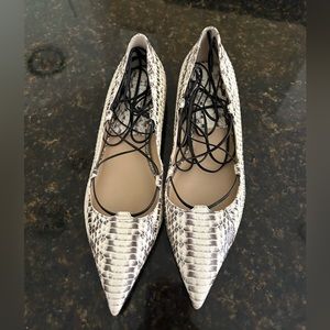 Michael Kors Collection Snakeskin Laced Shoes Ballet Flats Women's 39
